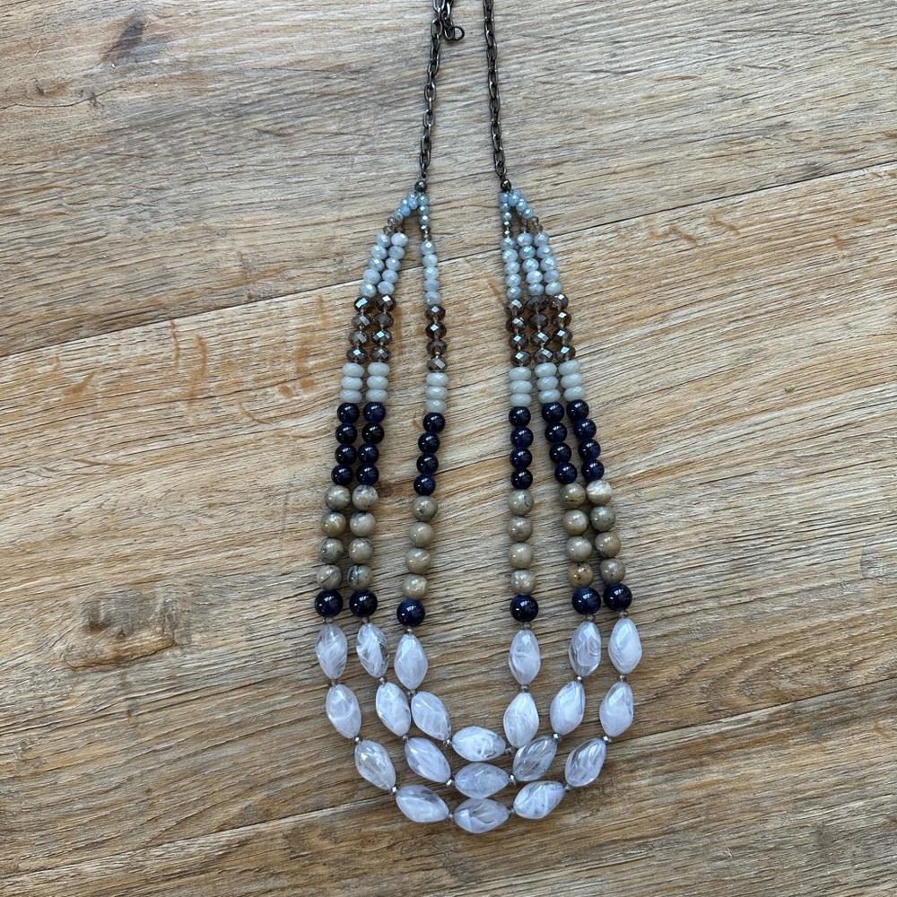 J. Crew Blue and Brown Layered Necklace